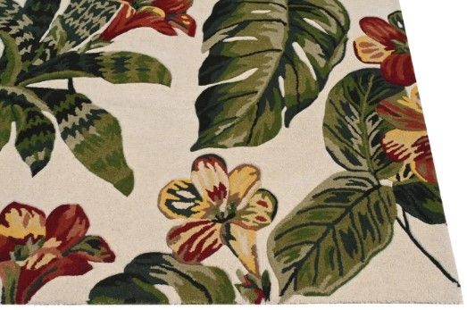 KAS Rugs Cove Ivory Tropical Island 5'x8' Area Rug-1