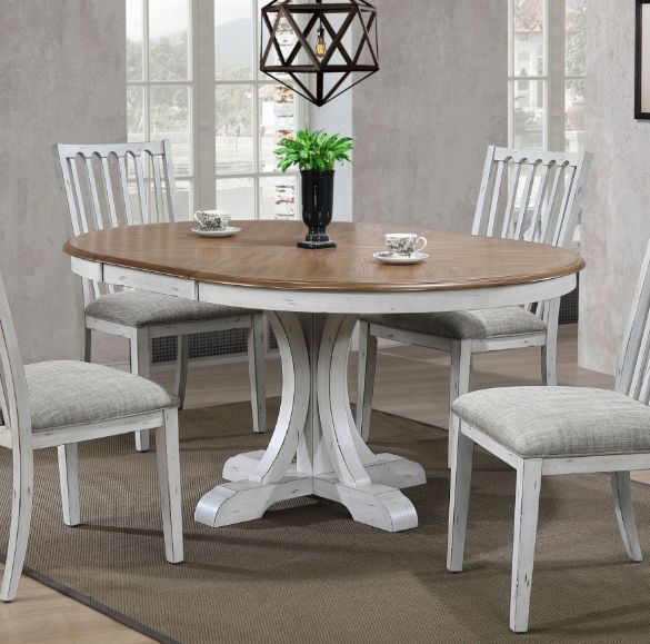 Winners Only® Highland Brown Top Dining Table with Antique White Pedestal Base-2