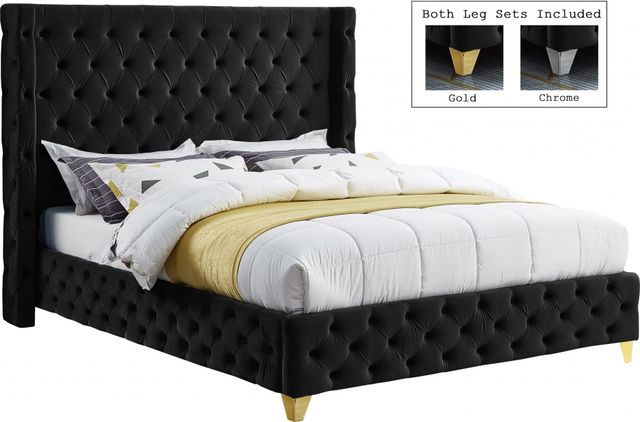 Meridian Furniture Savan Black Queen Upholstered Panel Bed-3