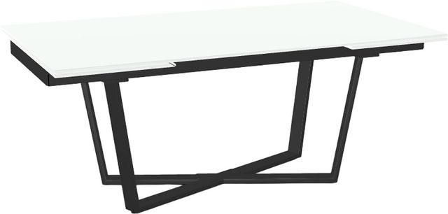 Amisco Customizable Charlie 112" Rectangular Extendable Table with 0.5" White Glass Top and 2 Leaves-0