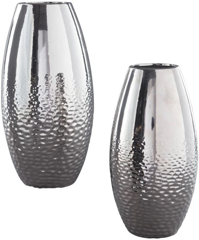 Signature Design by Ashley® Dinesh 2-Piece Silver Vase Set