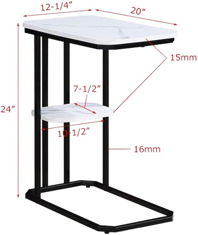 Crown Mark Ida White Chairside Table with Black Frame-2