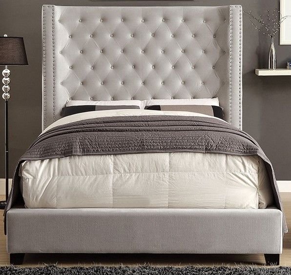Furniture of America® Rosabelle Ivory Queen Upholstered Panel Bed-0