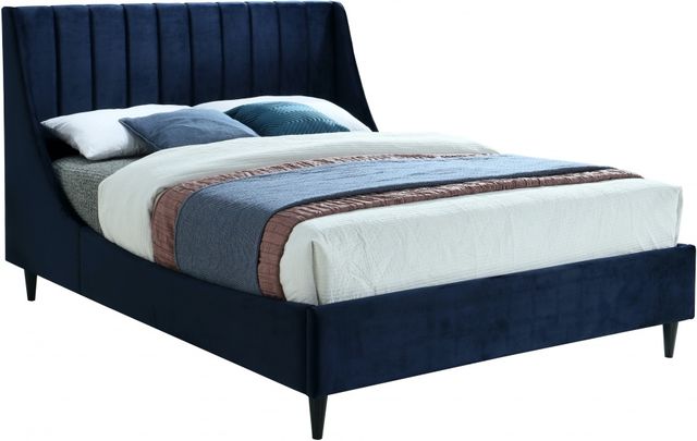 Meridian Furniture Eva Navy Velvet Queen Bed-0