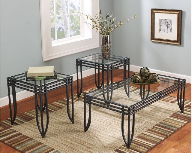 Signature Design by Ashley® Exeter 3 Piece Black/Brown Occasional Table Set-3