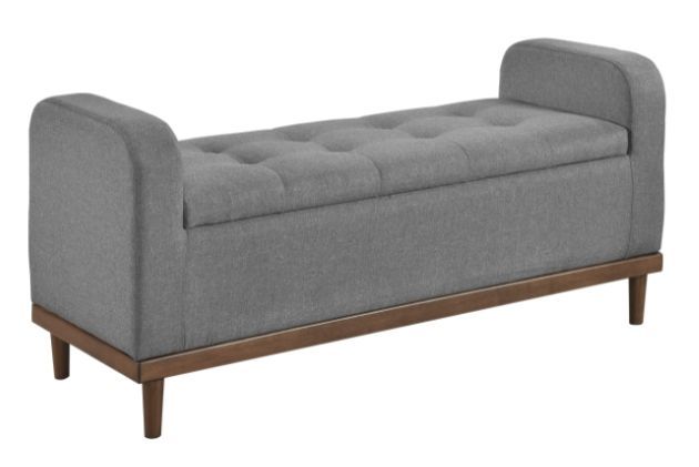 Mazin Furniture Brigitte Gray Lift Top Storage Bench-0