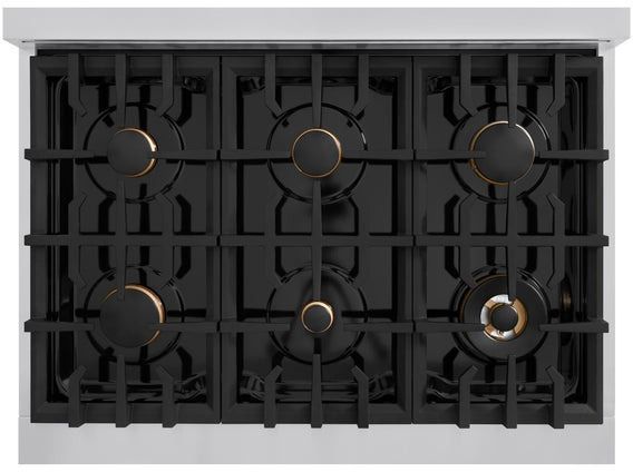 ZLINE Classic Series Autograph Edition 36" Stainless Steel Pro Style Dual Fuel Range with White Matte Door and Champagne Bronze Accents-1