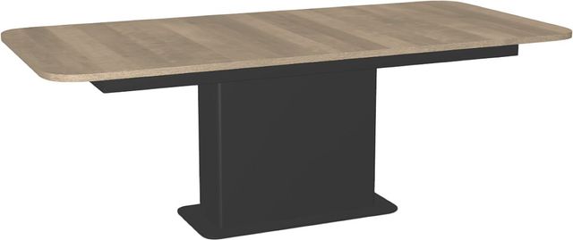 Amisco Customizable Lucarelli 108" Rectangular Extendable Table with 1" Birch Veneer Top, Radius Corners and 1 Leaf-0