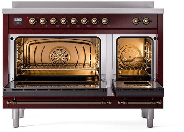 Ilve® Nostalgie II Series 48" Burgundy Pro Style Induction Range-2