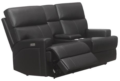 Mazin Furniture Sethos Black Power Reclining Loveseat with Center Console-1