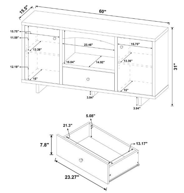 Coaster® Dalton Brown/White 2-Door Credenza-3