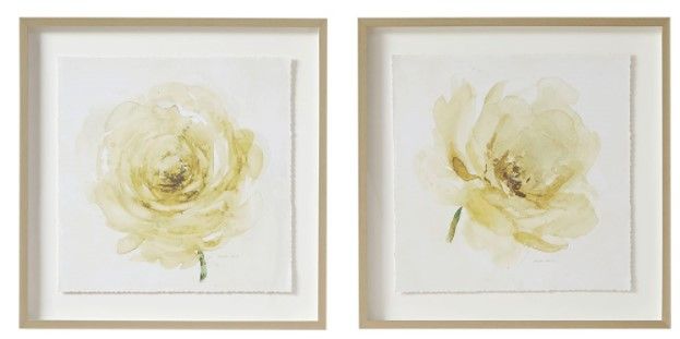 Olliix by Madison Park Signature Ivory Ladies Rose 2 Piece Ivory Glass Framed Graphic Single Floating Mat Set-0