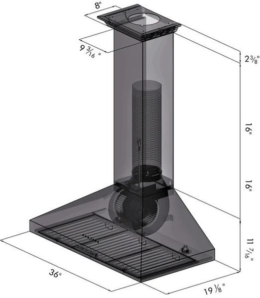 ZLINE 36" Stainless Steel Wall Mounted Range Hood -2