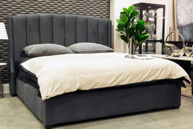 Decor-Rest® Furniture LTD Customizable 195 King Upholstered Panel Bed-2