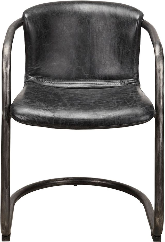 Moe's Home Collection Freeman 2-Piece Onyx Black Leather Dining Arm Chair Set-1