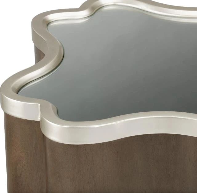 Michael Amini® Villa Cherie Mirrored Glass Chairside Table with Hazelnut Base-3
