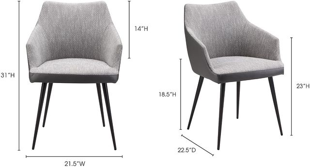 Moe's Home Collection Beckett Grey Dining Arm Chair-3