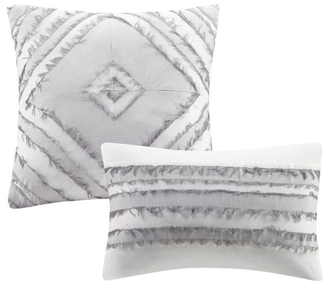 Olliix by Urban Habitat Avery 5 Piece Grey Full/Queen Cotton Clip Jacquard Comforter Set-1