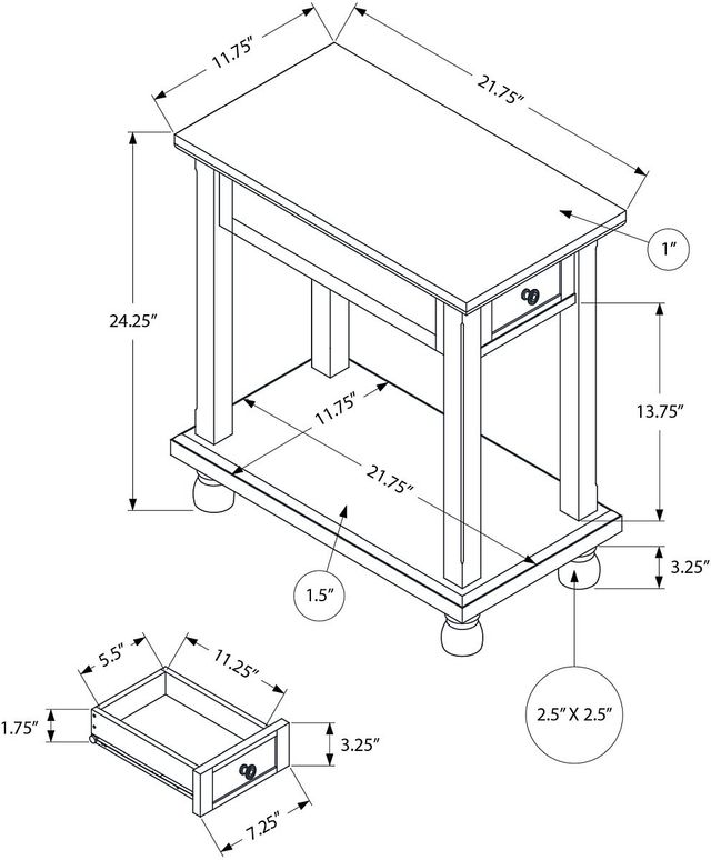 Monarch Specialties Inc. Espresso Veneer Narrow Side Table-1