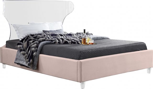 Meridian Furniture Ghost Pink Velvet Queen Bed-0