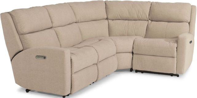 Flexsteel® Catalina Beige Power Reclining Sectional with Power Headrests-0