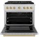 ZLINE Autograph Edition Paramount 36" 5.2 Cu. Ft. Satin Stainless Steel Gas Range with 6 Burner DuoPro™ Cooktop and Convection Gas Oven with Champagne Bronze Accents-1