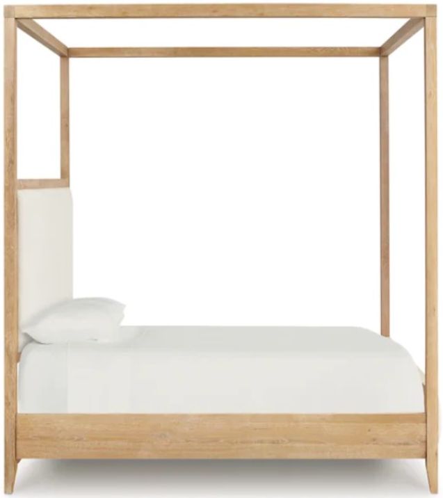 Bassett® Furniture Courtland Beige/White King Upholstered Canopy Bed-2