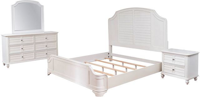 Powell® Naples 4-Piece Antique White Queen Panel Bedroom Set-0