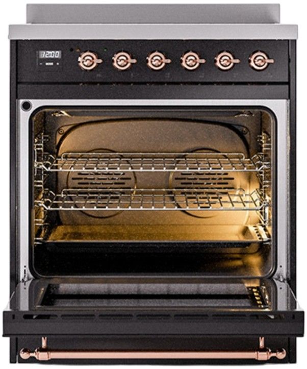 Ilve® Nostalgie II Series 30" Glossy Black Pro Style Induction Range-1
