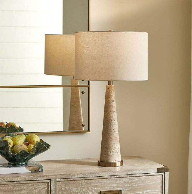Uttermost® Perkins Beige/Light Beige Table Lamp with Light Brass Accent-1