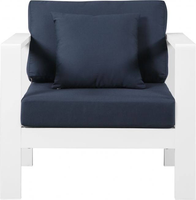 Meridian Furniture Nizuc Navy Waterproof Fabric Outdoor Patio Aluminum Arm Chair-3