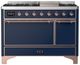 Ilve® Majestic III 48" Midnight Blue Pro Style Dual Fuel Liquid Propane Range with Solid Door and Copper Trim-0