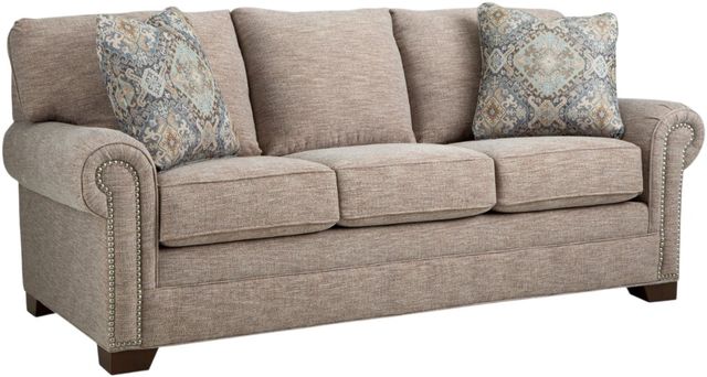 Craftmaster® Customizable Craftmaster Essentials Pleated Rolled Arm 3-Cushion Sofa-0