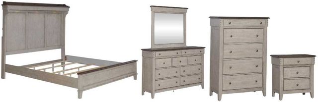 Liberty Furniture Ivy Hollow 5-Piece Dusty Taupe/Weathered Linen King Mantle Bedroom Set-0