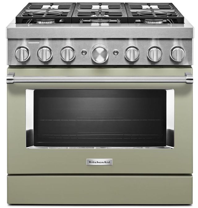 KitchenAid® 36" Avocado Cream Pro Style Dual Fuel Range-0