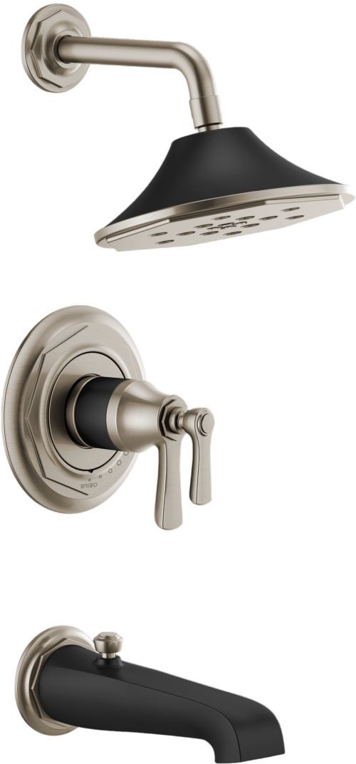 Brizo Rook® Matte Black/Brilliance® Luxe Nickel® TempAssure Thermostatic Tub/Shower -0
