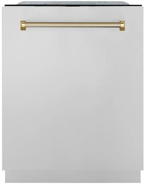 ZLINE Autograph Edition Monument 24" Stainless Steel Top Touch Control Tall Tub Dishwasher with Champagne Bronze Helix Handle and 3rd Rack -0