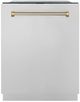 ZLINE Autograph Edition Monument 24" Stainless Steel Top Touch Control Tall Tub Dishwasher with Champagne Bronze Helix Handle and 3rd Rack -0