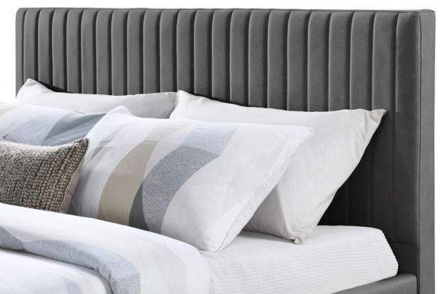 Meridian Furniture Gallo Dark Grey Vegan Leather King  Upholstered Panel Bed-3