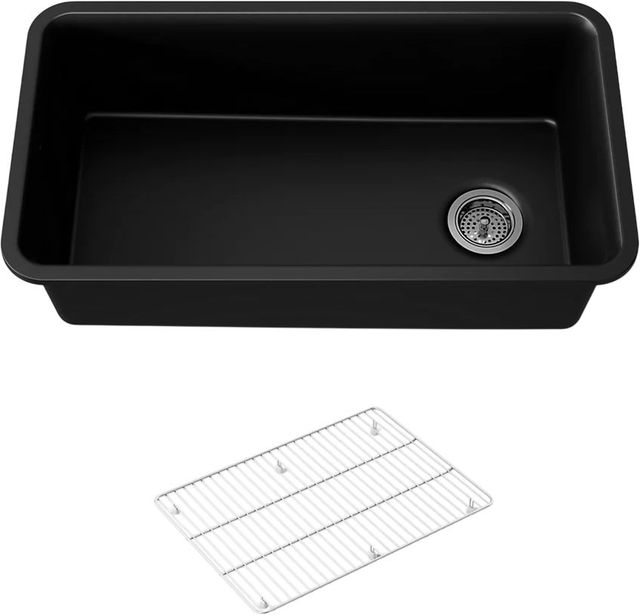 KOHLER® Cairn® Matte Black 34" Undermount Single-Bowl Kitchen Sink-0