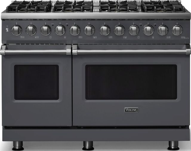 Viking® 5 Series 48" Cast Black Pro Style Dual Fuel (NG) Range with Polished Chrome Trim-0