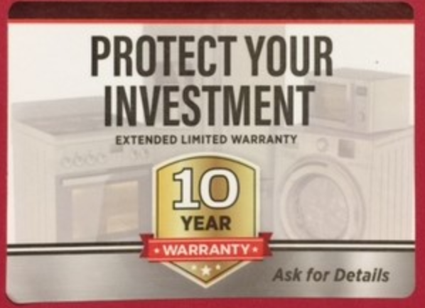 10 Year Major Component Parts Warranty - $79.95 Value-0