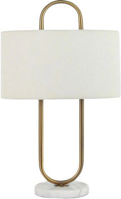 Decor-Rest® Furniture LTD Dotto Brushed Gold Metal/White Marble Table Lamp