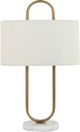 Decor-Rest® Furniture LTD Dotto Brushed Gold Metal/White Marble Table Lamp-0