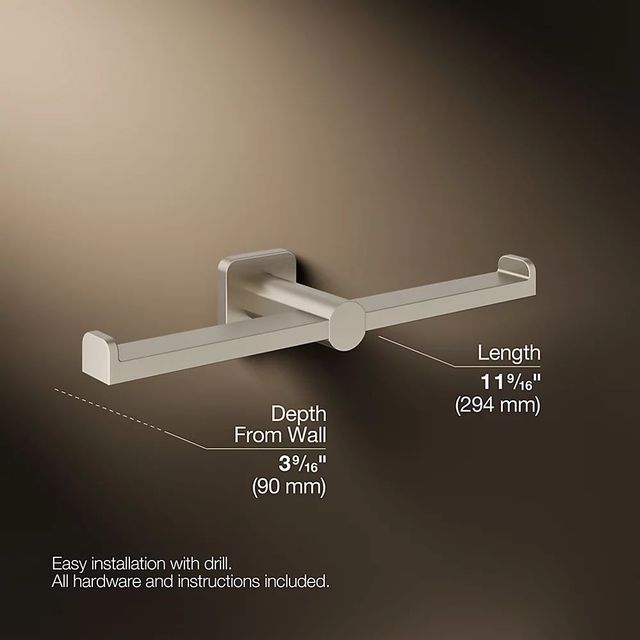 KOHLER® Parallel® Vibrant Brushed Nickel Double Toilet Paper Holder-2