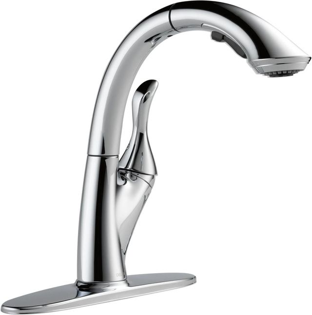 Delta Linden™ Chrome Single Handle Pull-Out Kitchen Faucet-0