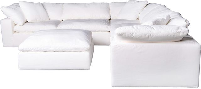 Moe's Home Collection Clay 6-Piece White L-Shaped Modular Sectional and Ottoman-3