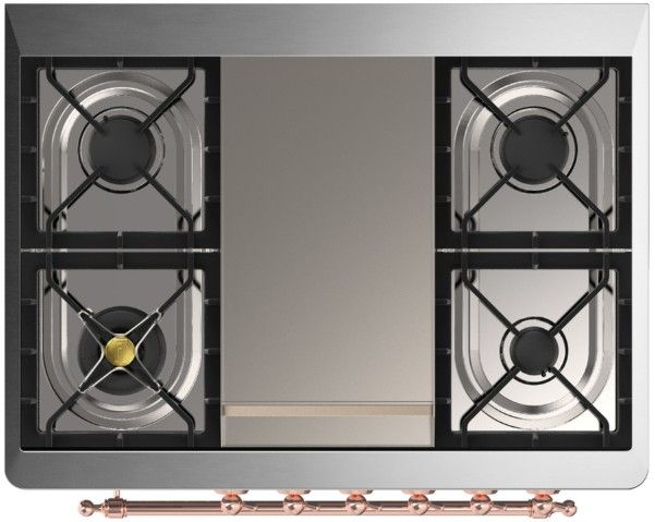 Ilve® Majestic III 36'' Stainless Steel Pro Style Dual Fuel Liquid Propane Range with Triple Glass Door and Copper Trim-3