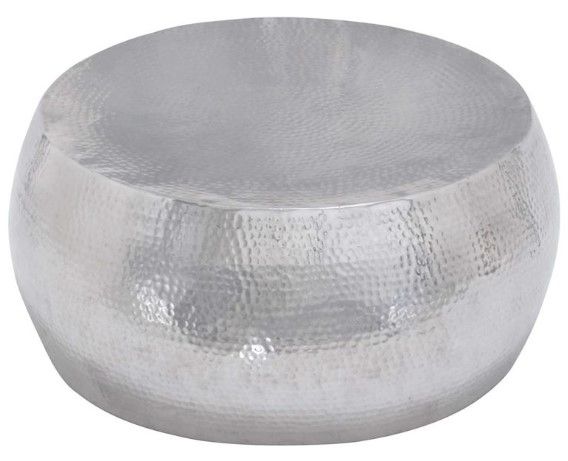 Deco Marche Silver Coffee Table with Hammered Design-0