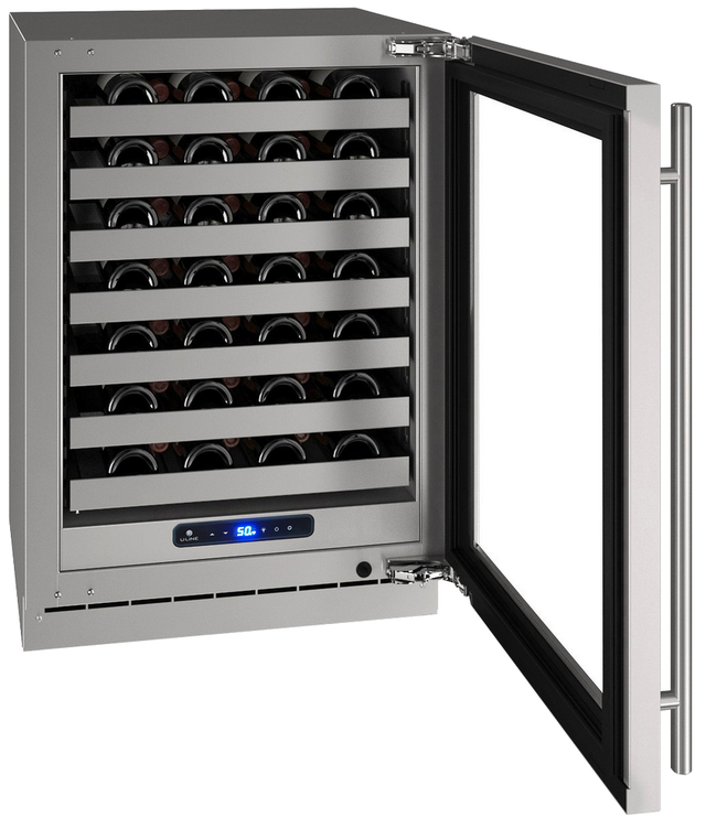 U-Line 5 Class Collection 24” 5.2 Cu. Ft. Stainless Steel Wine Cooler with Reversible Hinge Glass Door-1